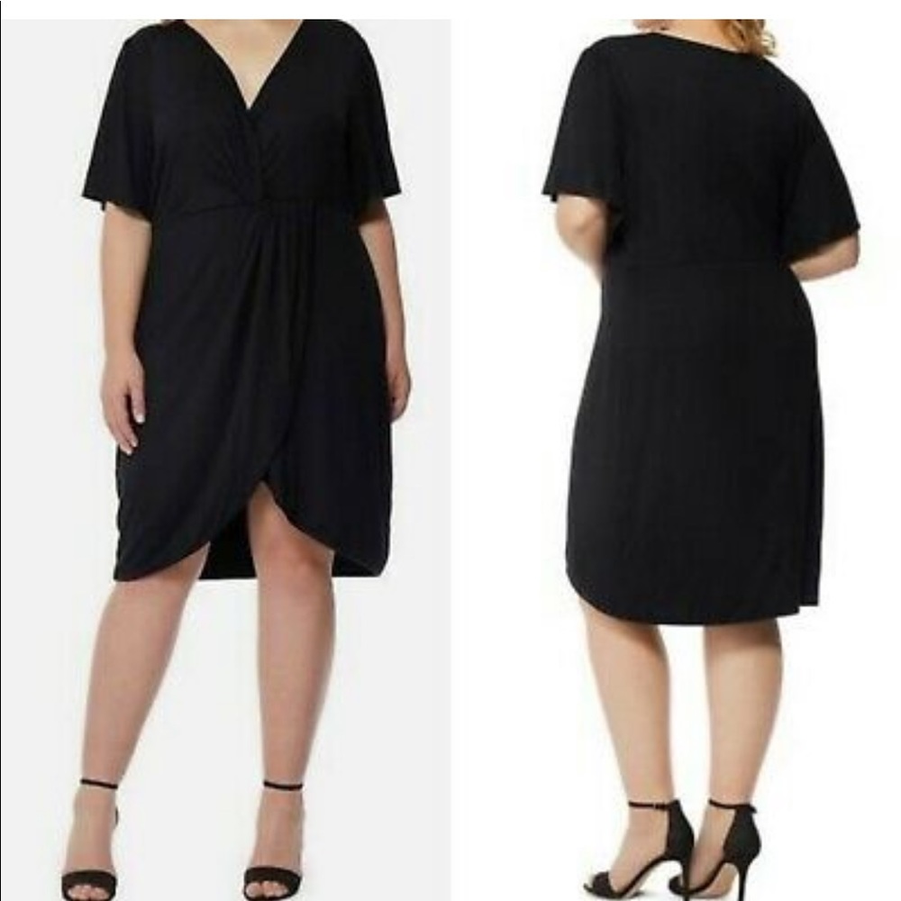 Black Faux Wrap Party Dress